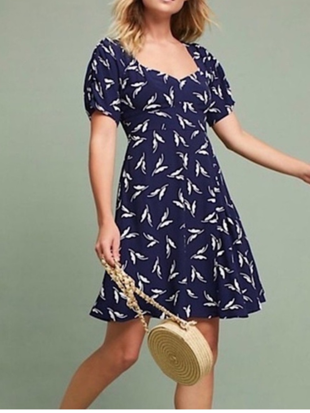 Anthropologie Maeve Fern Fit and Flare Mini Dress